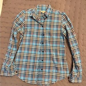 Burberry Brit Blue checkered Plaid Button-Up Shirt